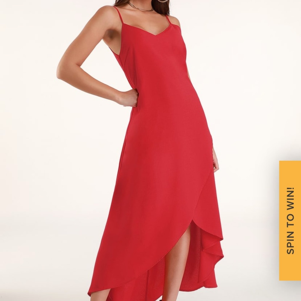 Red High-Low Maxi Dress